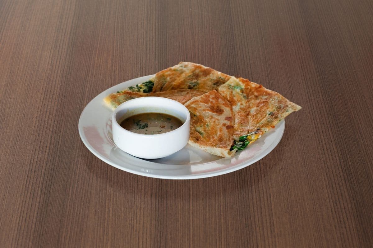 Egg Malabar Spinach and Cheese Paratha