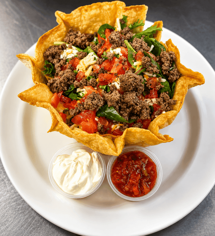 CRISPY CHICKEN/BEEF TACO SALAD