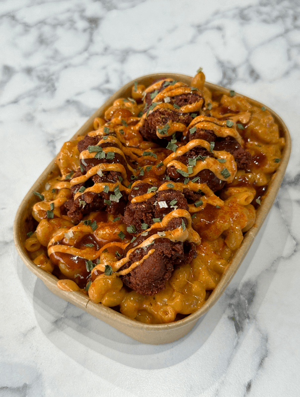with 4oz Achari Coleslaw Salad On The Side - Tandoori Chicken Mac n Cheese