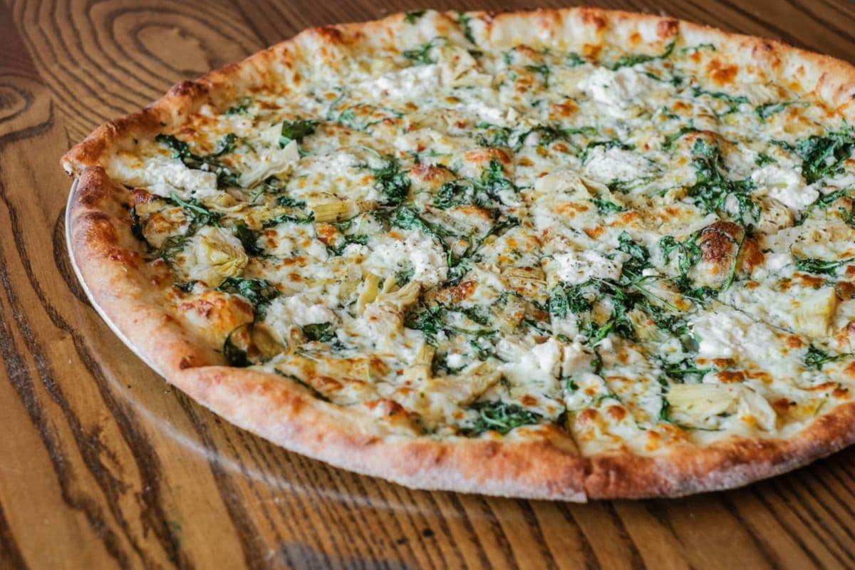 18" White Vesuvio with Kalamata Olives Pizza