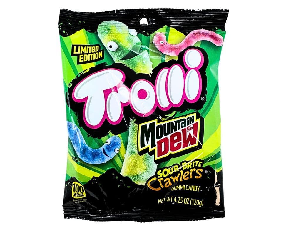 Trolli Mountain Dew Sour Brite Crawlers Gummy Worms Candy 120g Gummies