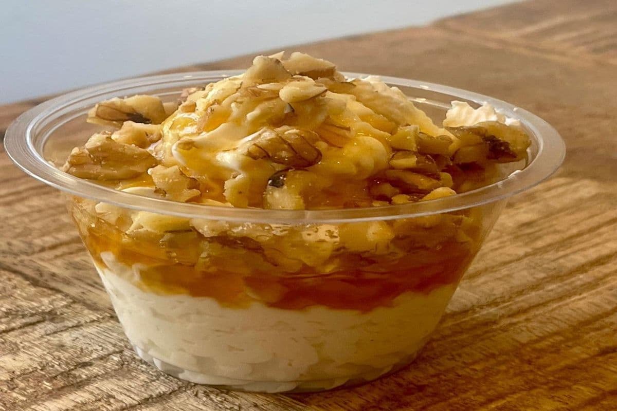 Authentic Thick & Creamy Greek Yoghurt with Thyme infused Greek Honey and crumbled walnuts (180 g)