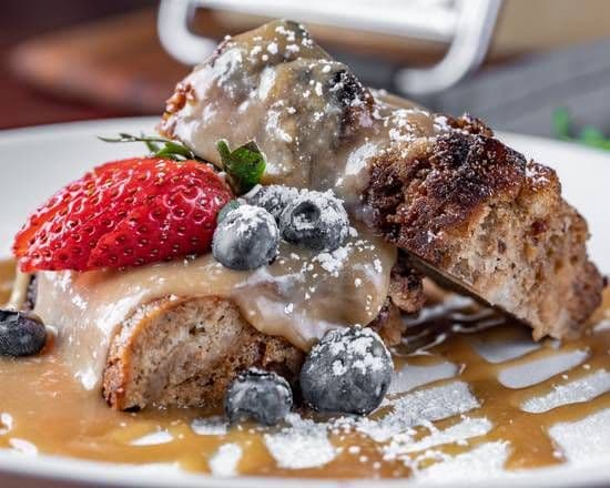 Warm Banana Bread Pudding and Salted Caramel