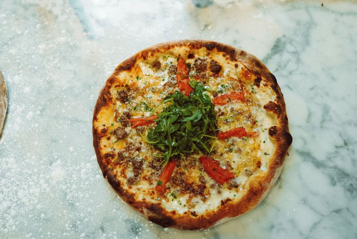 Lamb Sausage and Caramelized Onion Pizza