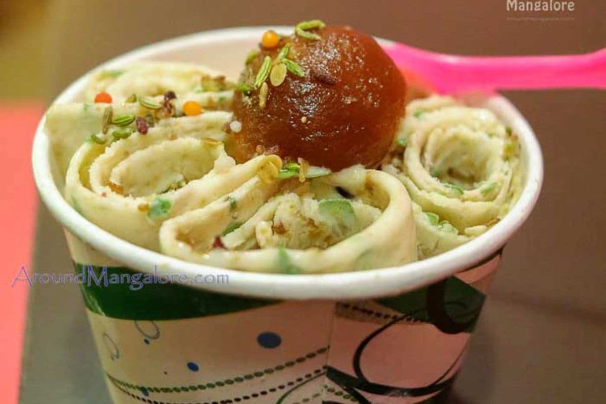 Gulab Jamun Ice Cream Rolls