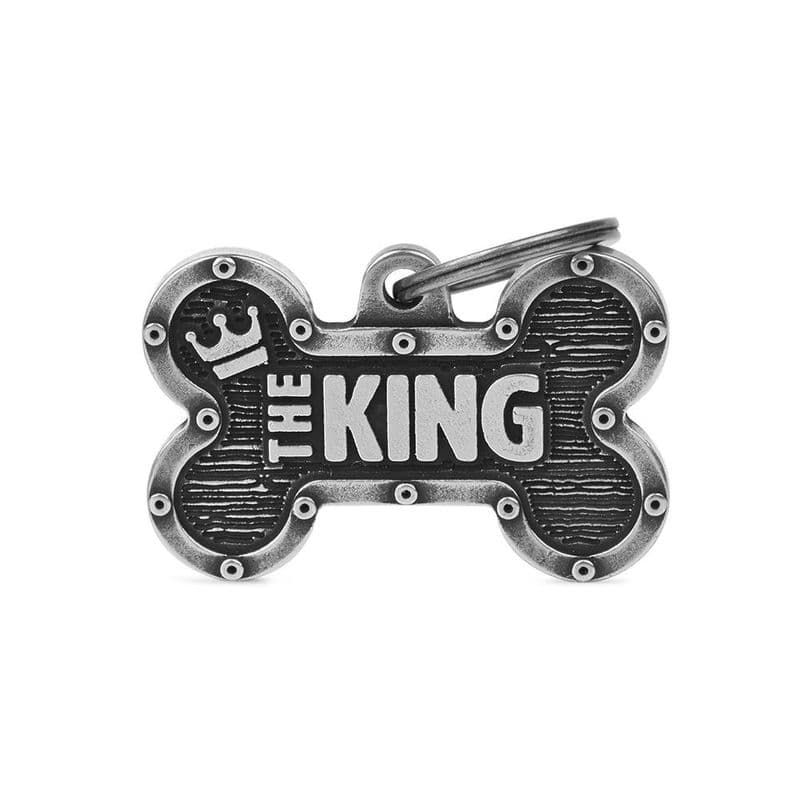 MyFamily Bronx Bone King Antique Silver Engraved Tag
