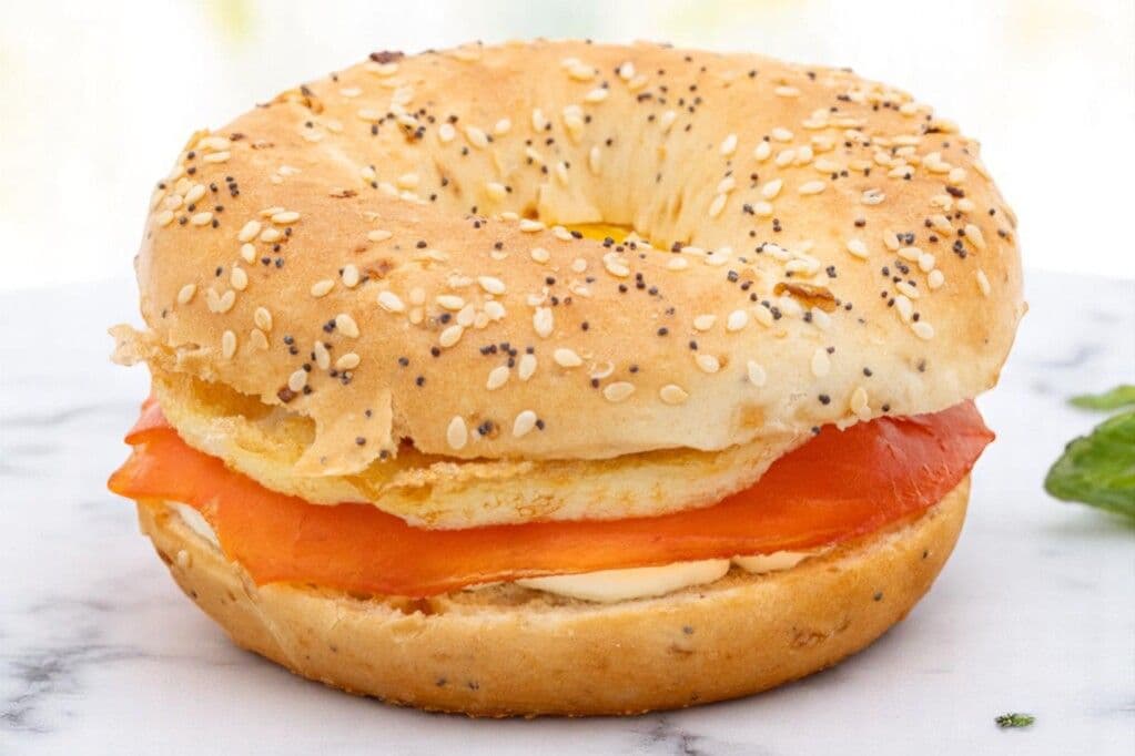 BREAKFAST MENU  - SMOKED SALMON AND CREAM CHEESE BAGEL