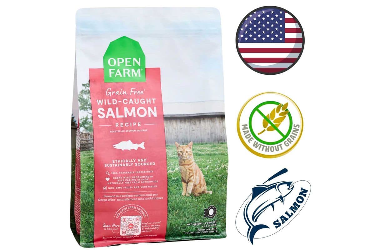 Open Farm - Grain Free Wild Caught Salmon Dry Cat Food - 4 lb