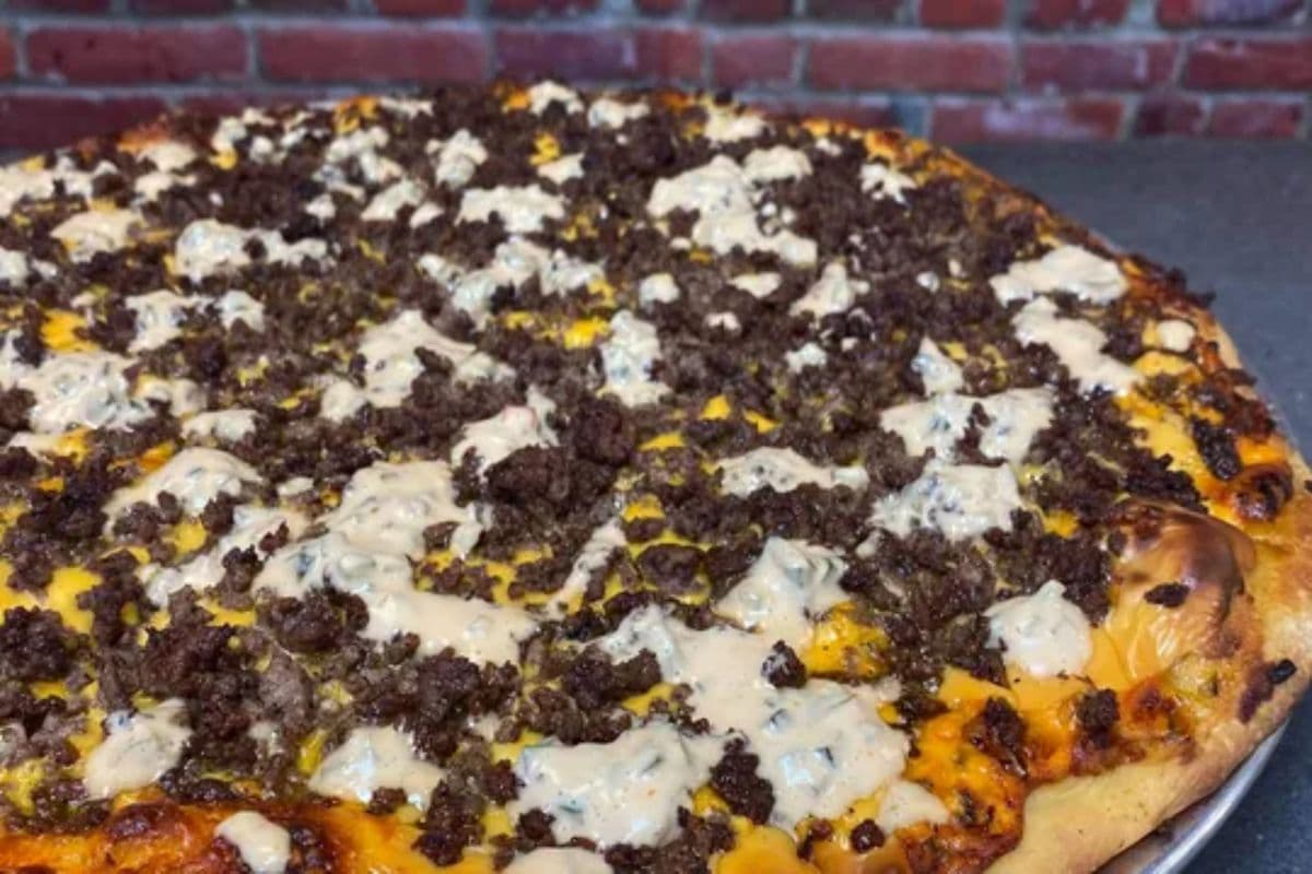 Large In 'N' Out Burger Pizza