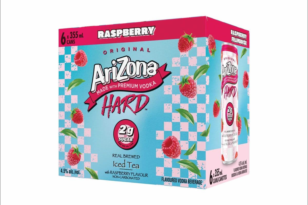 Arizona Hard 2g Sugar Raspberry Tea 6 Can (6 x 355ml)