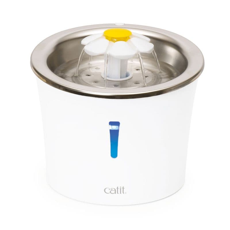 Catit Stainless Steel Flower Fountain with Triple Action Filter, Cat Drinking Water Fountain