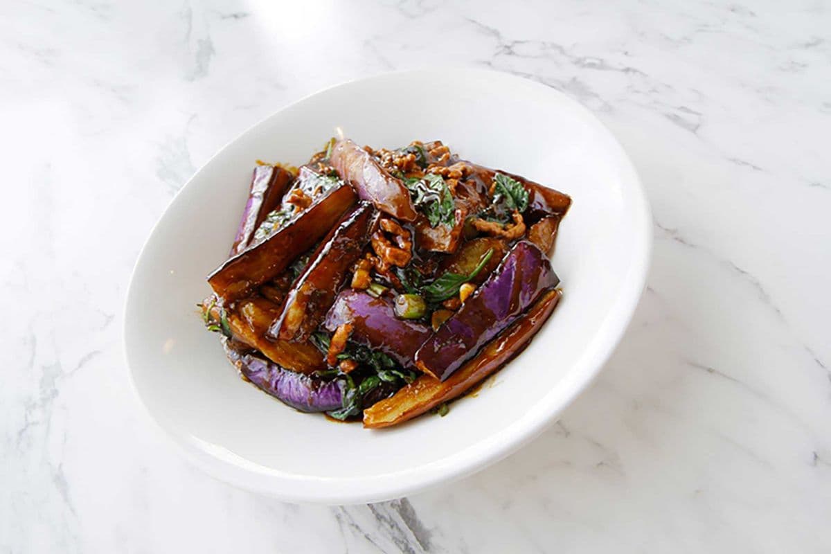 Stewed Eggplant with Shredded Pork in Hakka Sauce(Spicy) 客家茄子