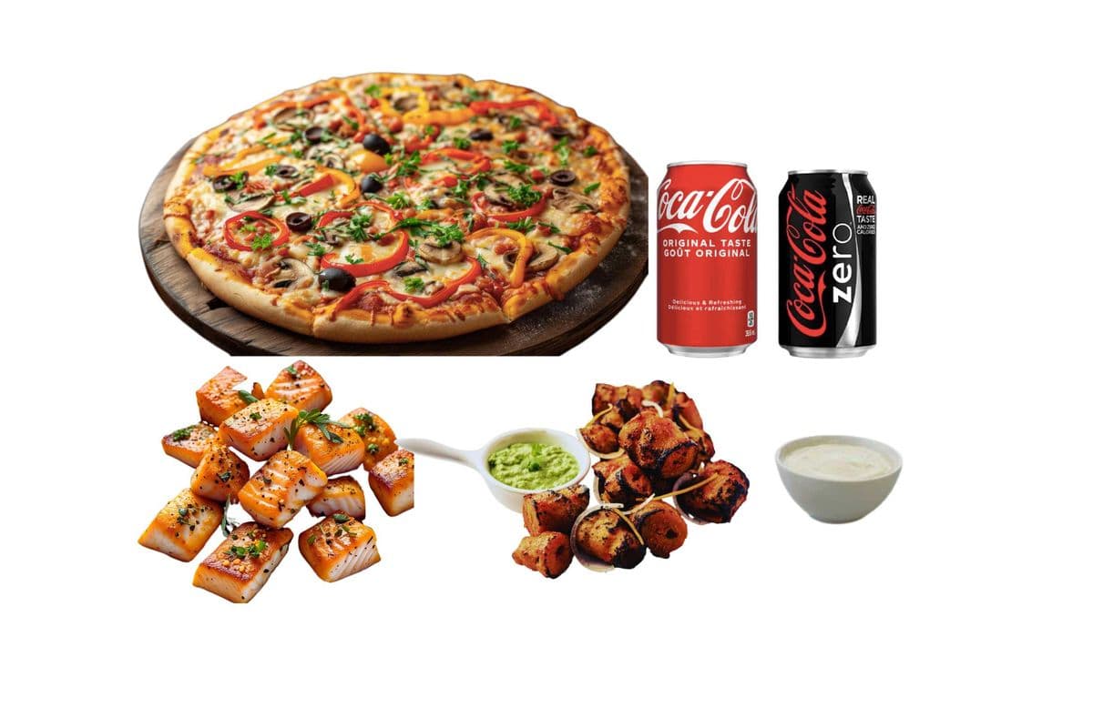 One Medium Pizza and Fish or Soya Chaap Combo