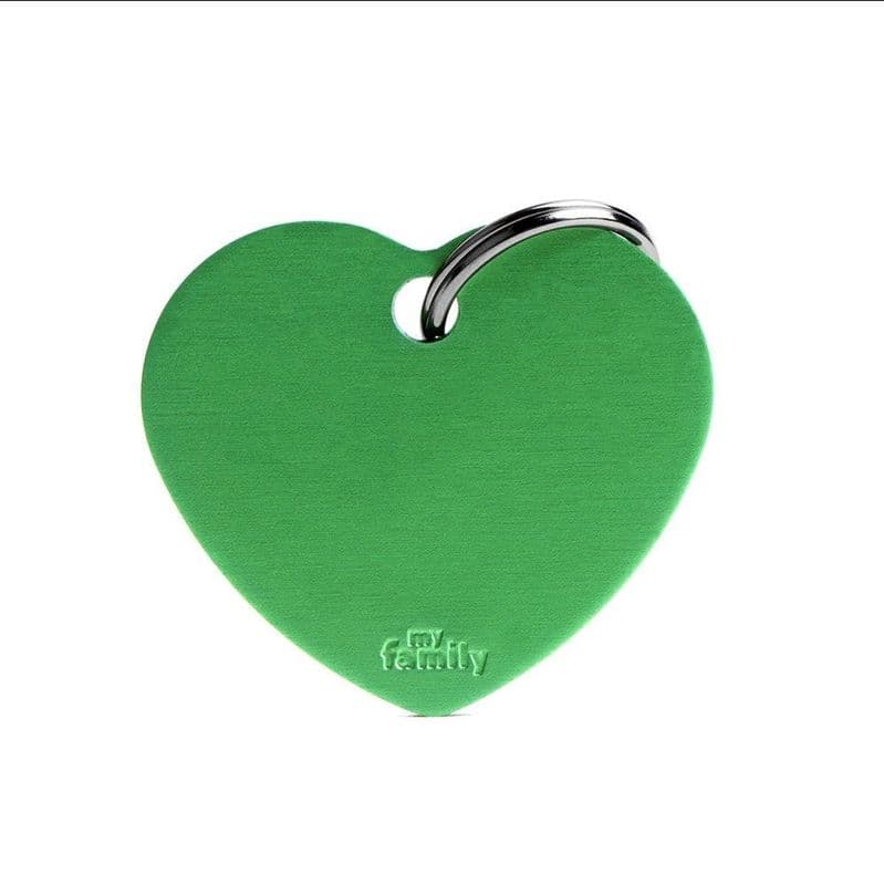 MyFamily Heart Aluminum Green Engraved Tag