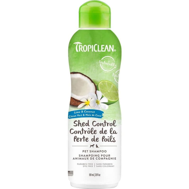 Tropiclean Lime & Coconut Shed Control Pet Shampoo, Naturally Derived Ingredients 20 Oz