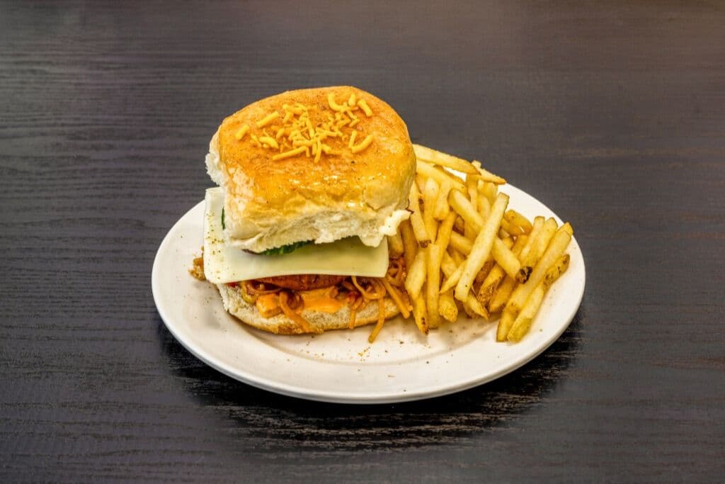 Fries and Noodle Tikki Burger