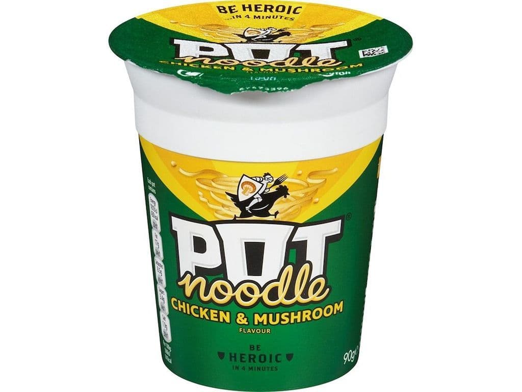 Pot Noodle Chicken and Mushroom UK Instant Noodle Bowls 90g