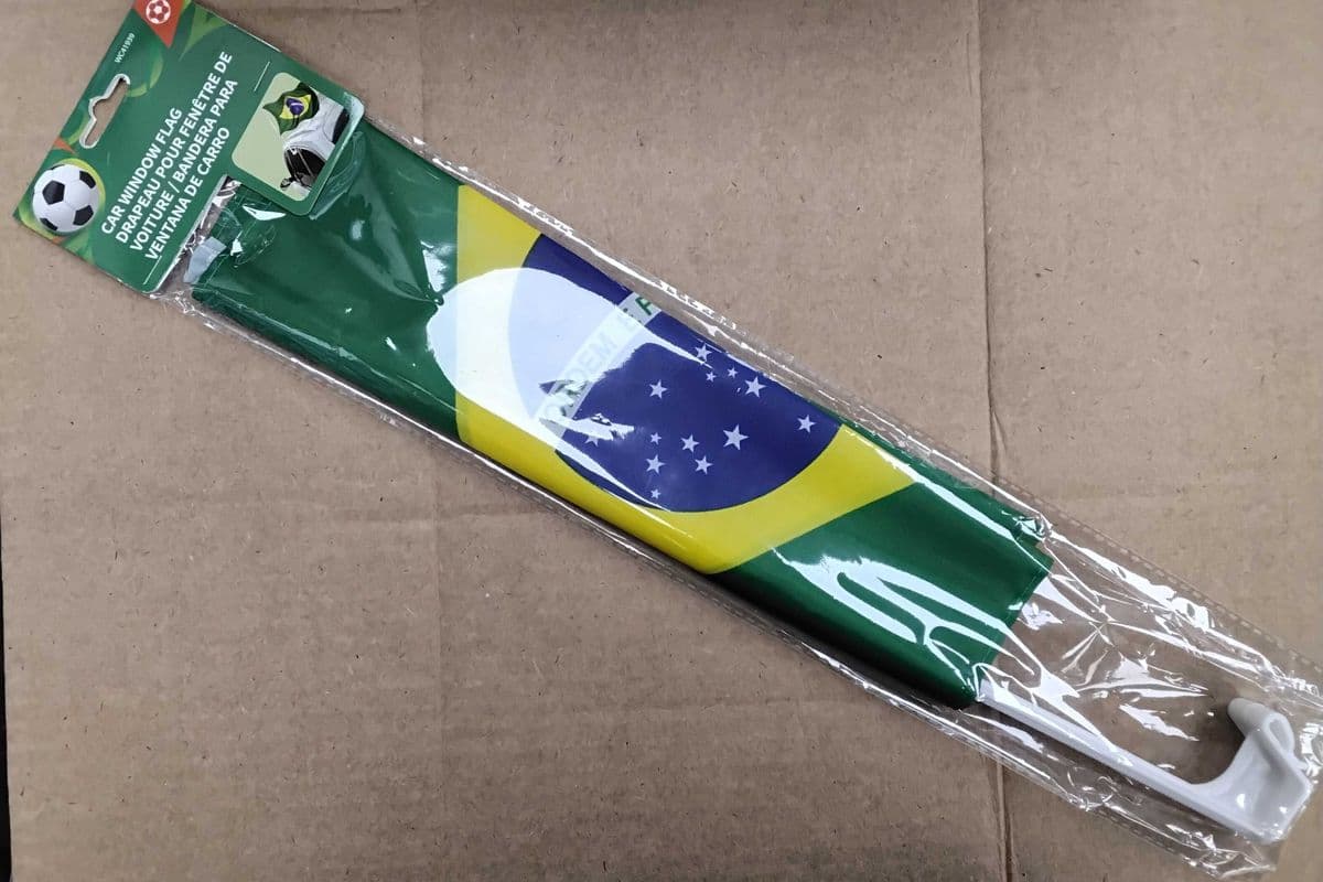 Car window flag Brazil.