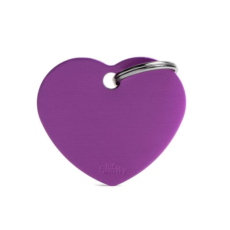 MyFamily Heart Aluminum Purple Engraved Tag