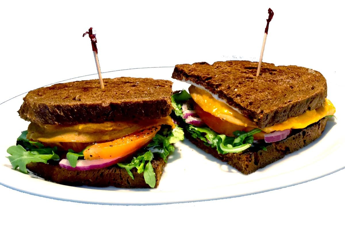 Tomato Arugula Cheese-melt Sandwich