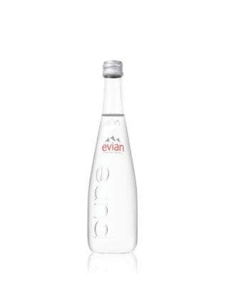 Evian Spring Natural Water Glass Bottle / Eau Evian Naturelle Bouteille Verre