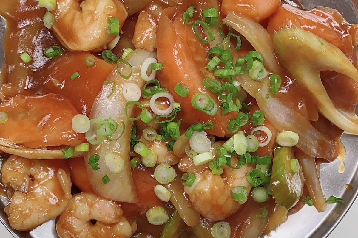 Fresh Shrimp (12) and Tomatoes (Jumbo onion ,celery and tomatoes)