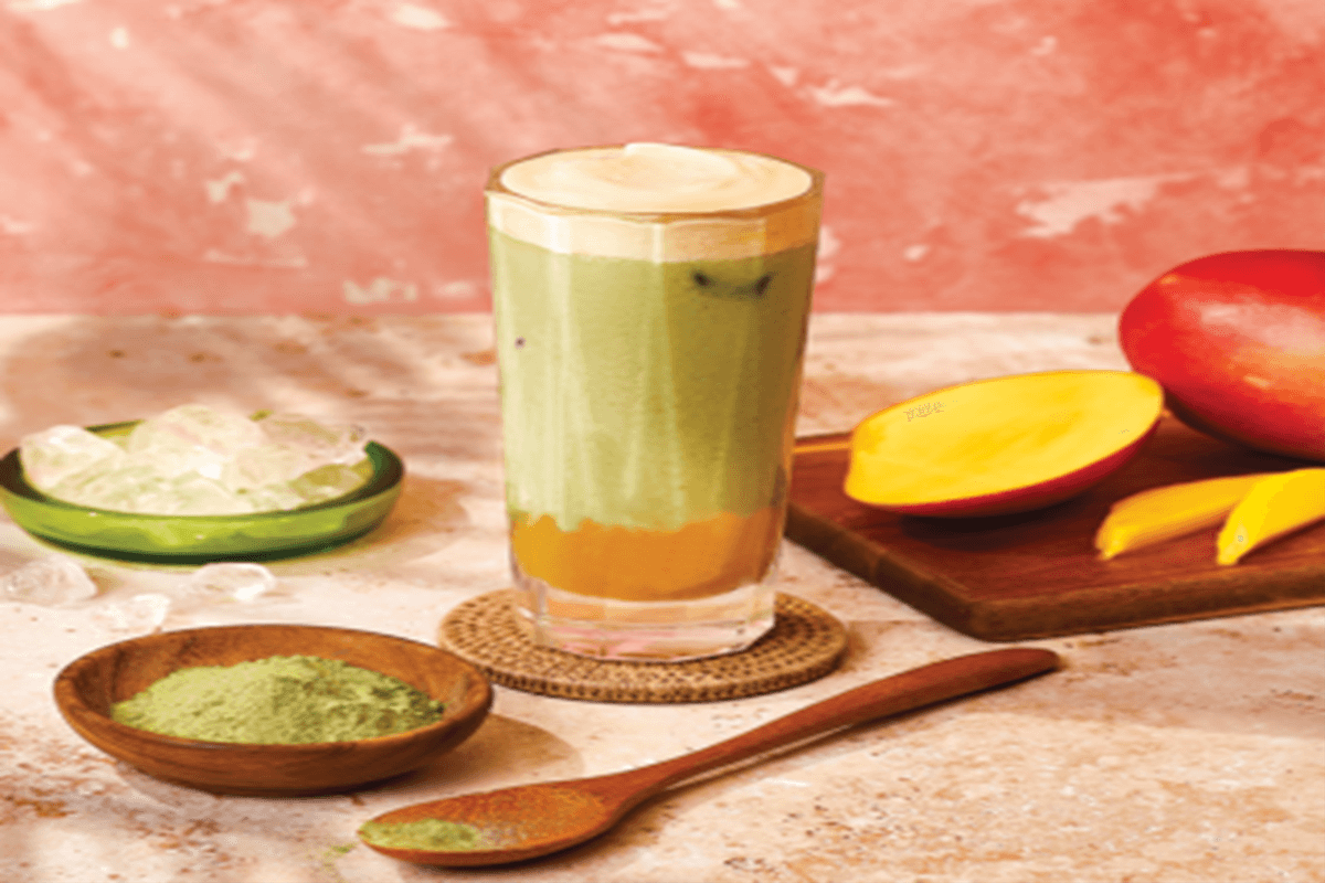 Iced Mango Matcha with Mango Cold Foam