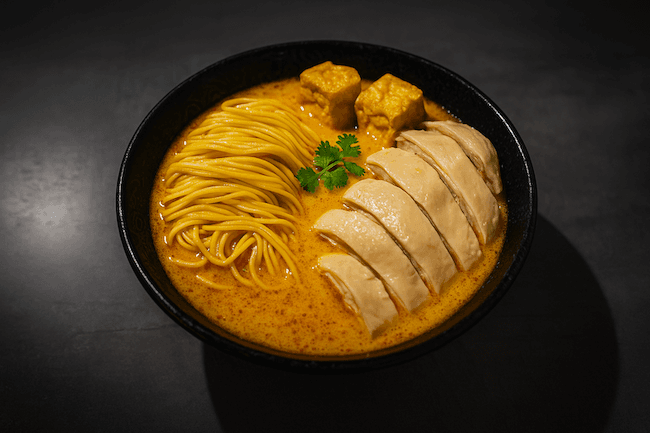   Pan-Fried Chicken Steak Laksa Noodle Soup (Spicy) (incl. Dried Shrimp)  / 喇沙煎雞排湯麵(辣)(含蝦米)