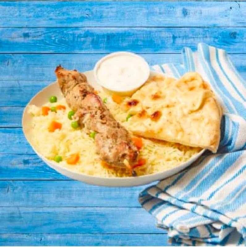 Two Pieces Pork Souvlaki Rice Bowl