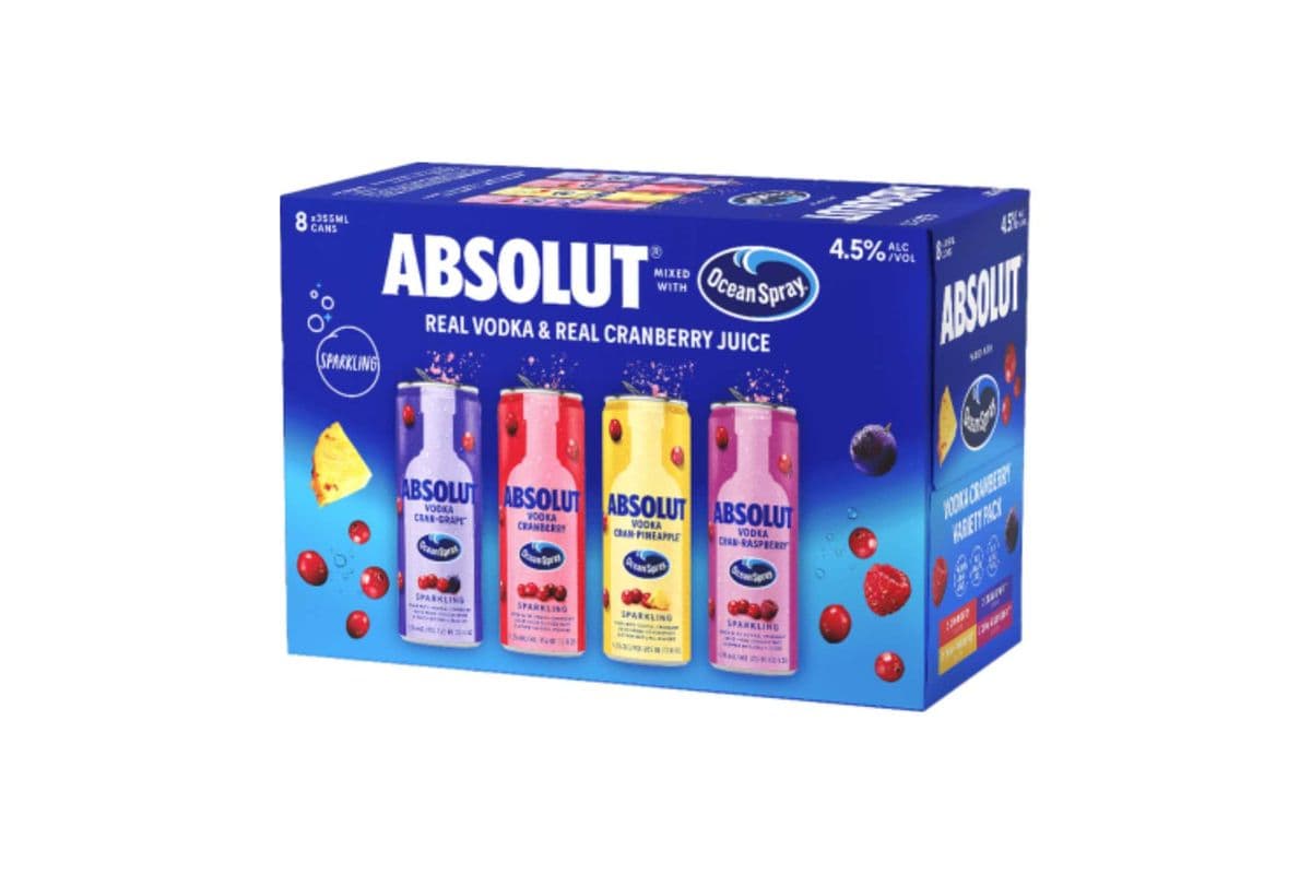 Absolut Vodka Cranberry Mixed Pack Cans (8 x 355mL Cans)
