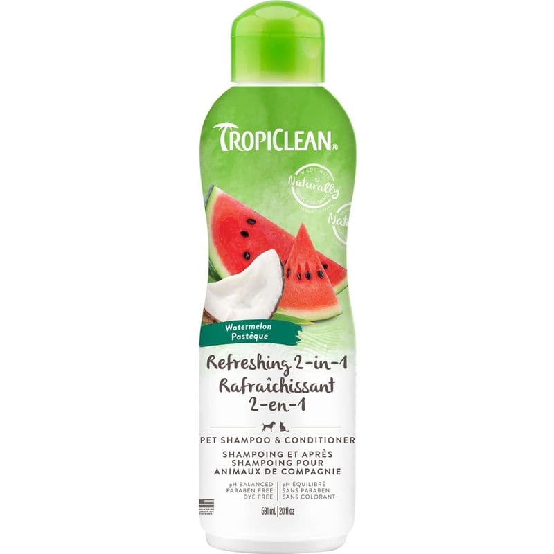 Tropiclean Watermelon & Coconut Shed Control Pet Shampoo, Naturally Derived Ingredients 20 Oz