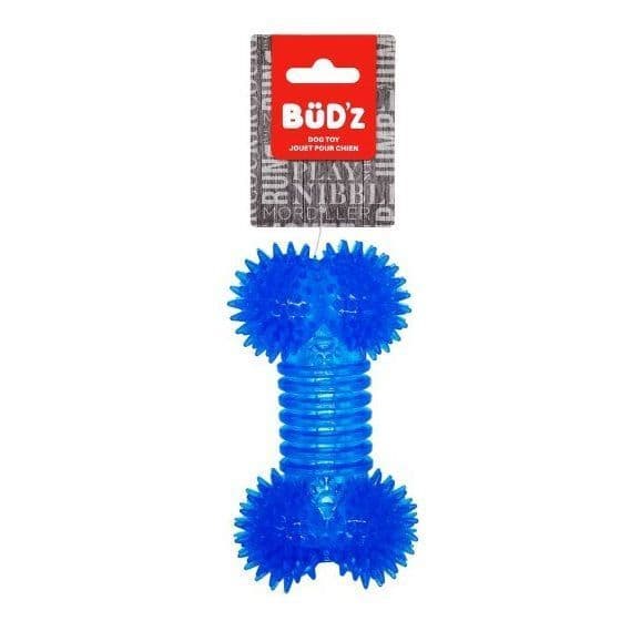Bud'Z Rubber Dog Toy - Spiked Bone, Blue