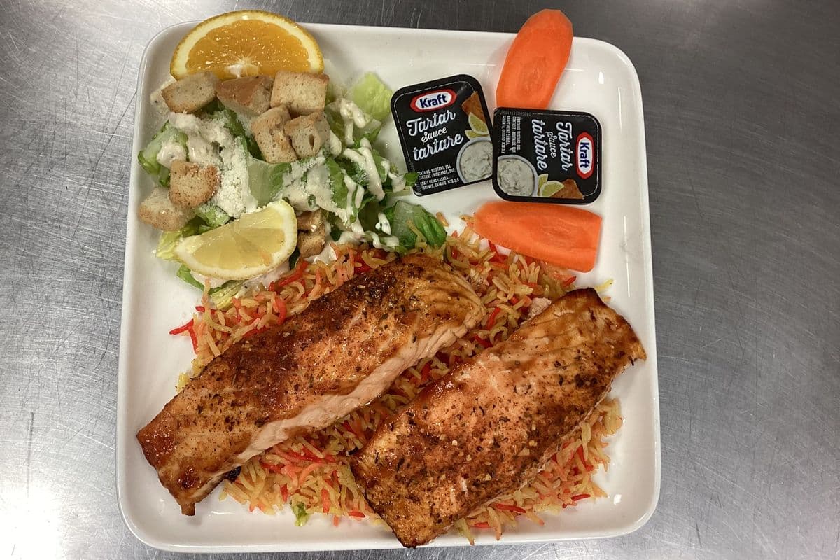 Grilled Salmon with Smoked Rice