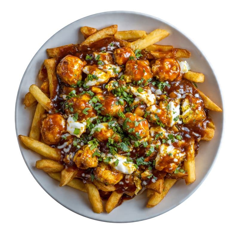 Vegetarian Manchurian Poutine- Indo chines