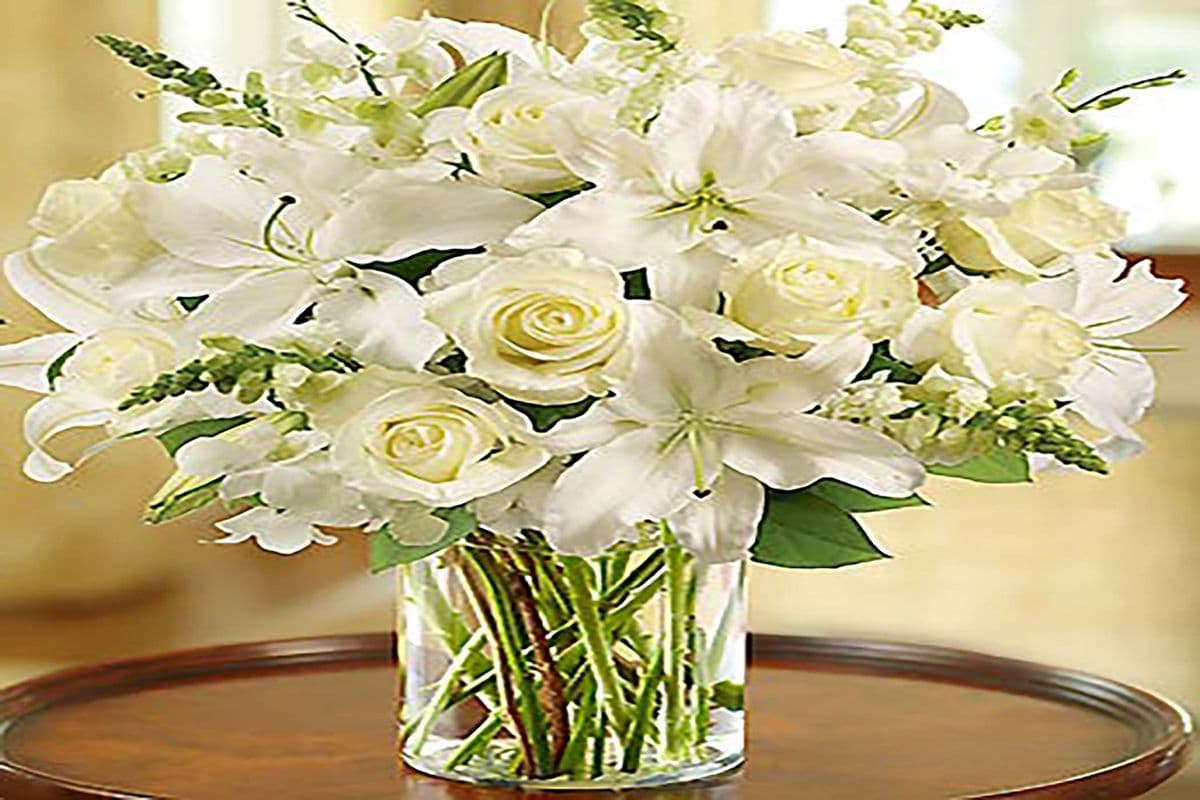 Eternal™ Spring Vase - All White Arrangement - Canadian Sourced Flowers