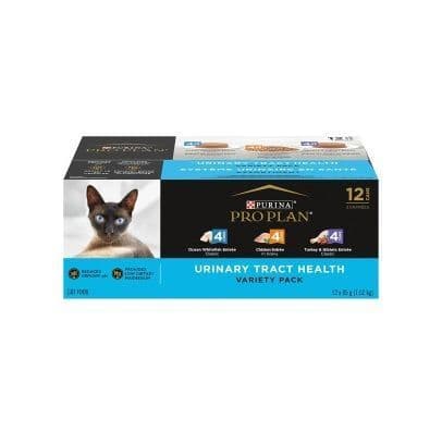 Purina Pro Plan Cat Canned Variety Pack Urinary Tract Health 12-85g Pack Chicken, Turkey & Giblets and Ocean Whitefish