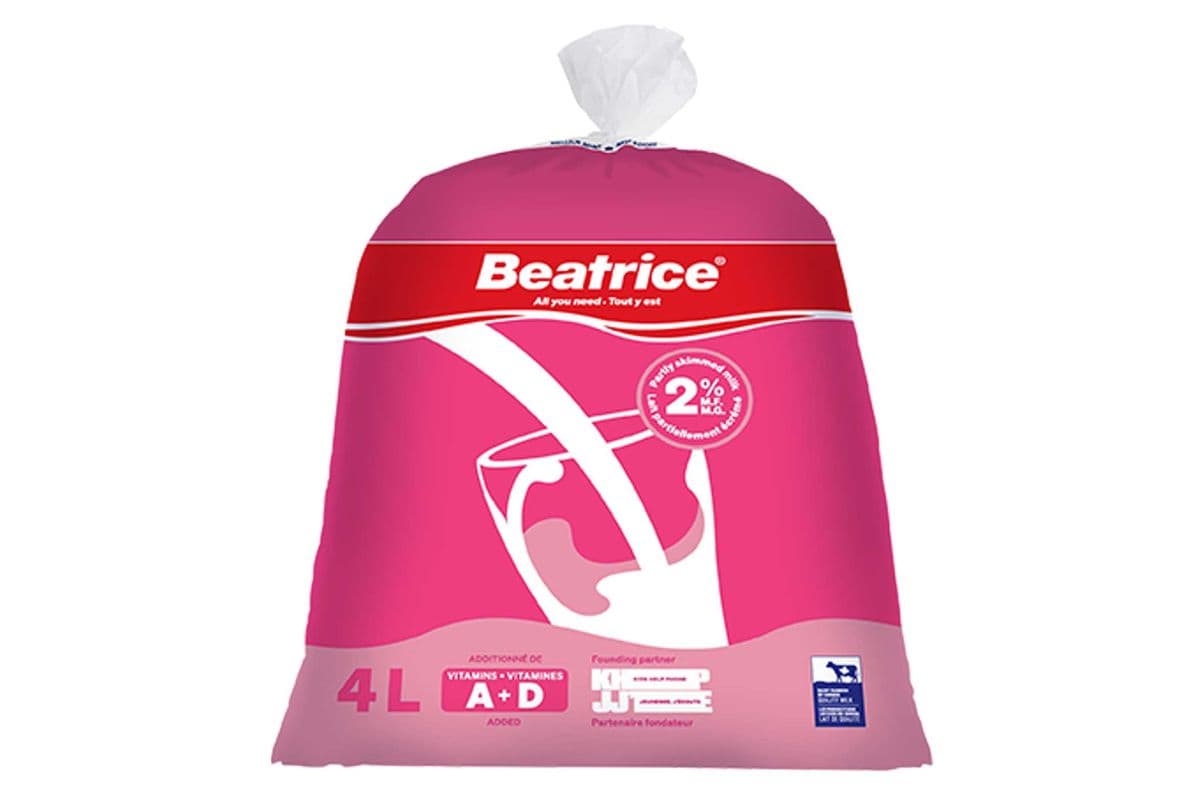 BEATRICE 2% PARTLY SKIMMED MILK IN A 4L BAG (4L)