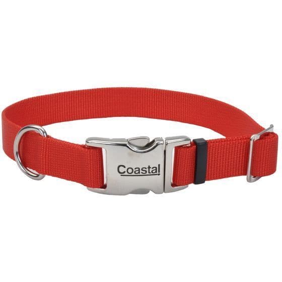 Coastal Adjustable Nylon Collar with Titan Metal Buckle Red