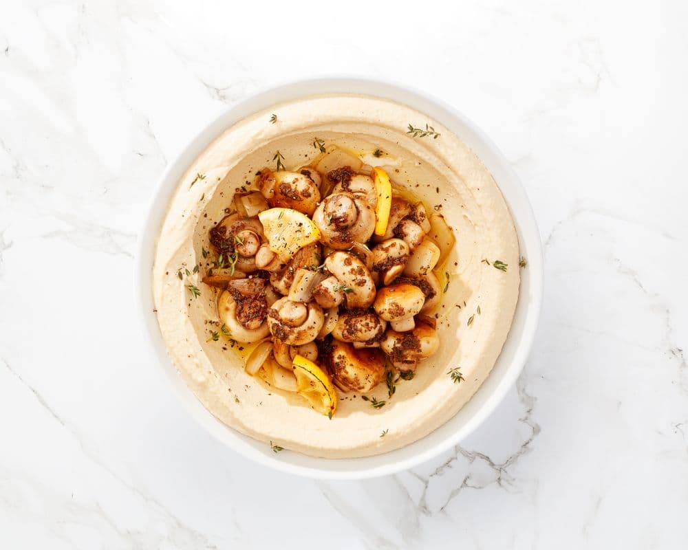 Grilled Mushrooms on Hummus
