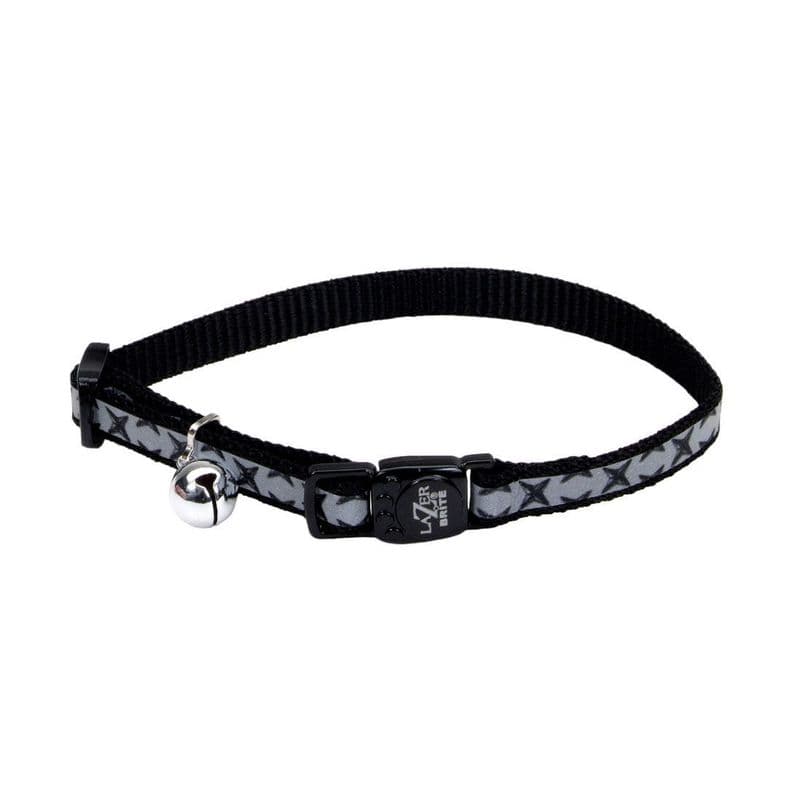 Coastal Lazer Brite Reflective Adjustable Breakaway Collar Black Diamond Plate Cat 3/8 x 8-12in