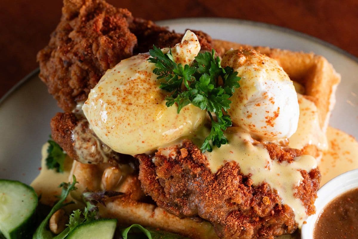Suya Chicken and Waffles