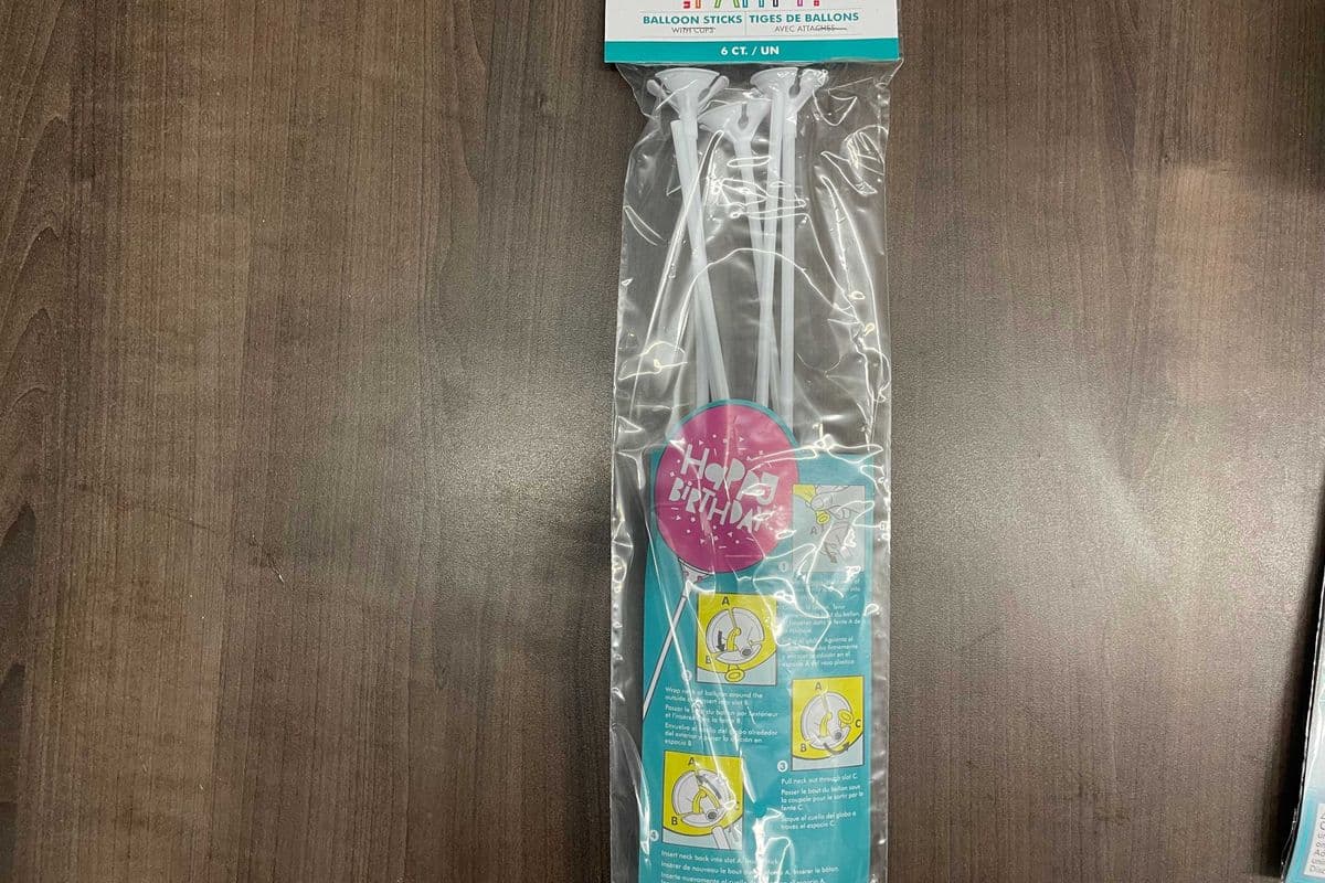 Balloon Sticks w/Cups White 6pk (12 Pack)