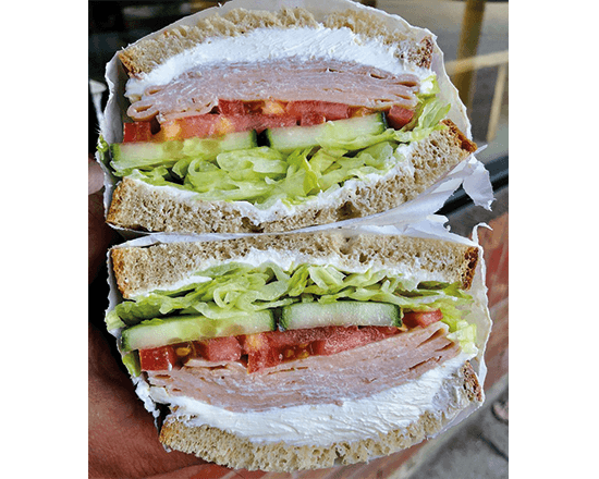 Turkey Breast and Cream Cheese German Ray Bread Sandwich