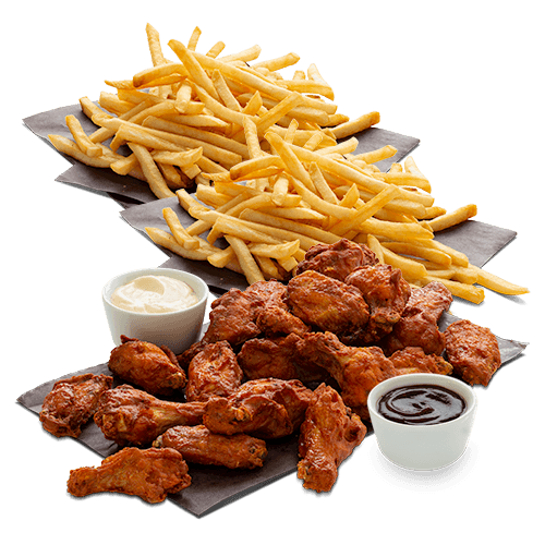 Chicken Wings (20 Wings) + 2 Dipping Sauce + Double Fries