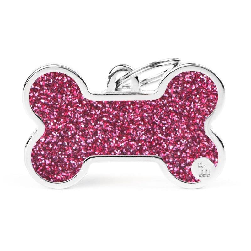 MyFamily Big Bone Glitter Pink Engraved Tag