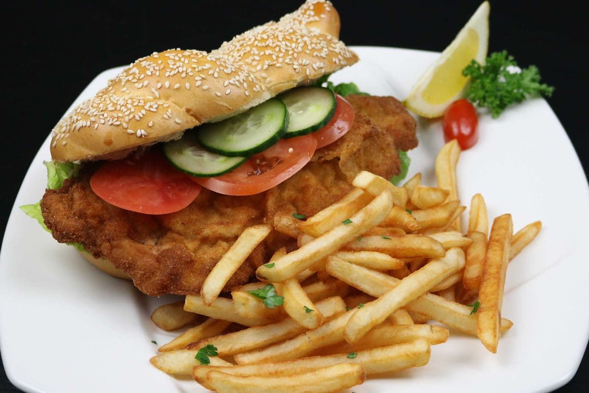 Schnitzel Sandwich with French fries