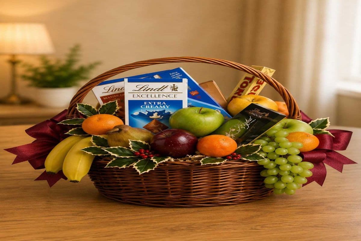 Premium Fruit & Lindt Chocolate Basket