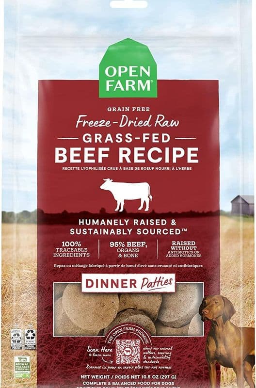 Open Farm Grass-Fed Beef Freeze-Dried Raw Patties Freeze-Dried Dog Food 10.5oz