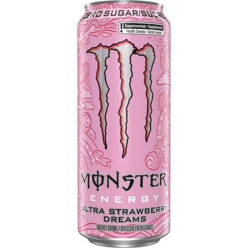 Monster Boisson Énergisante  Réves aux Fraises 473ml/ Monster Energy Drink Ultra Strawberry Dreams 473ml