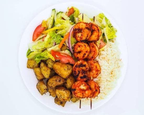Shrimp Skewers Dish / Assiette brochettes de crevettes